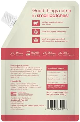 smallbatch Organic Grass-Fed Beef Bone Broth for Dogs, 16 oz