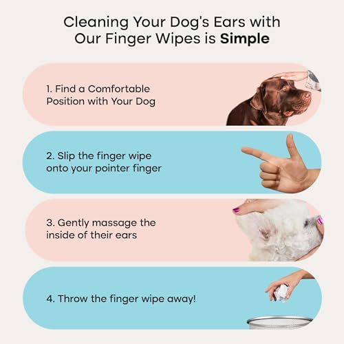 Uproot Clean Cat & Dog Ear Cleaner Finger Wipes: Natural, Disposable, 50ct