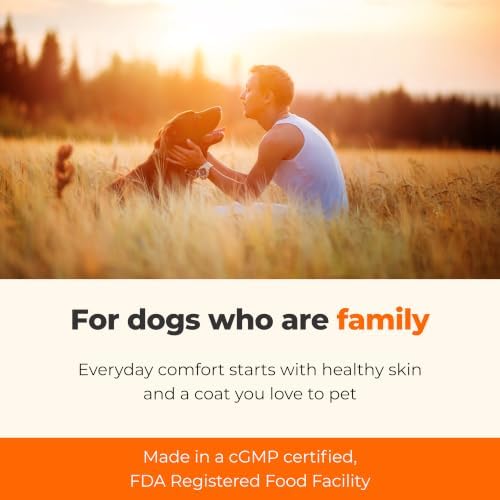 Skin and Coat Supplement Omega 3 for Dogs, Salmon Fish Oil Itchy Skin Chews