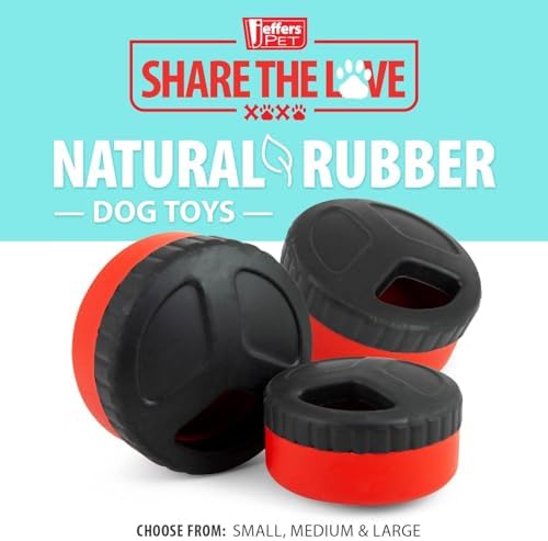 Jeffers Pet Natural Rubber Dog Chew Toy – Red Hocky Disc, Medium – Treat Dispensing, Vanilla Scent, Durable, Non-Toxic, Dishwasher Safe, Interactive Fetch & Tug Toy - Perfect for Training