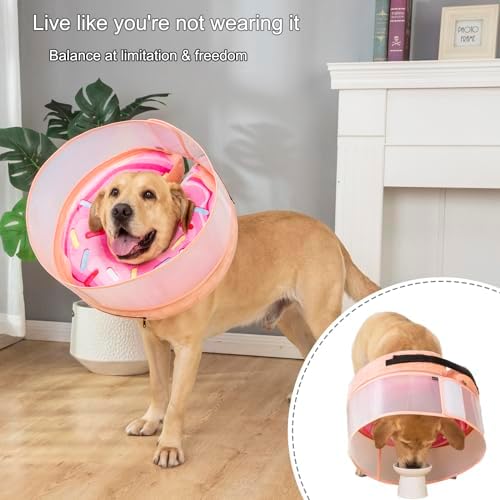 Inflatable Dog Cone Collar with Enhanced Anti-Licking, Soft Neck Donut for Dogs Cats, Recovery Pet Cone Collar After Surgery for Large Medium Small Dogs (Donut Pink2, Small)