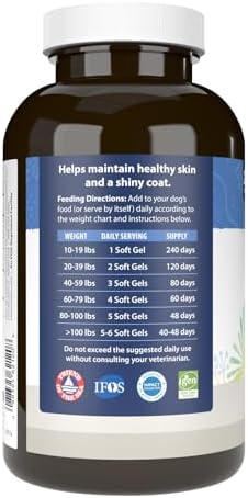 Carlson Omega-3 Fish Oil Soft Gels for Dogs, Supports Skin & Coat, Joint & Heart Health, Dog Supplement, 240 Soft Gels