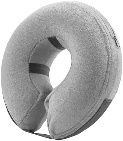 PAWRELIEF Soft Inflatable Dog Cat Cone Collar – Pet Recovery & Protective Dog Neck Collar for Medium Dogs Cats to Prevent Scratching, Licking (Grey, Medium)