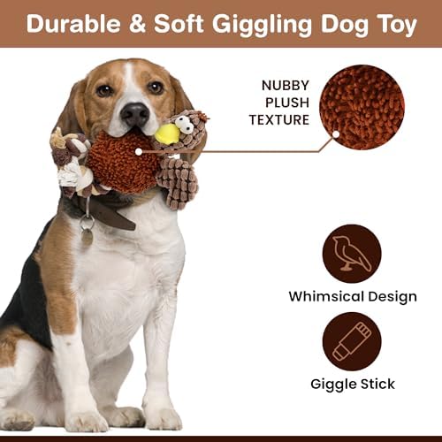 SPOT Gigglers Chicken Dog Toy with Giggle Sound, Textured Plush Tug Toy with Rope Legs, 12" for Small and Medium Dog Breeds
