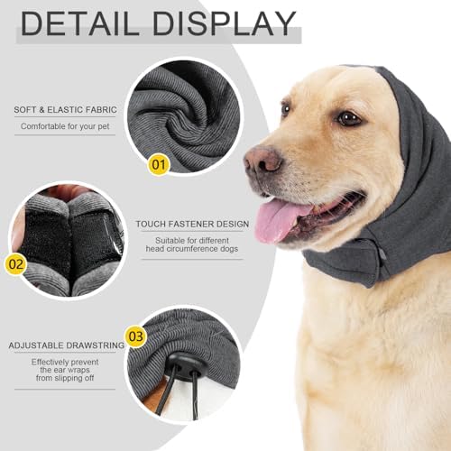 Ear Muffs for Dogs,Calming Hoodie Thunder Head Wrap