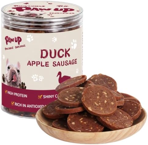 PAWUP Duck Jerky Dog Treats, Duck & Apple Sausage Slices, 12.5 oz