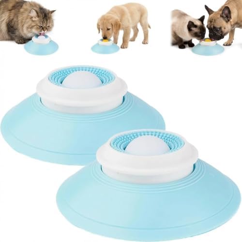 Dog Cat Lick Sphere Slow Feeder for Liquid Food & Peanut Butter,Interactive Licksphere for Dogs Anxiety Relief,Non-Slip Licking Bowl Enrichment Toys to Healthy Diet Food Container for Dog Cats,White