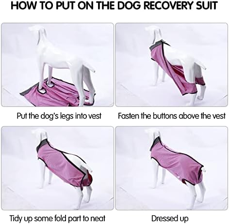 Dotoner Dog Recovery Suit Abdominal Wound Puppy Surgical Clothes Post-Operative Vest Pet After Surgery Wear Substitute E-Collar & Cone(S,Pink)