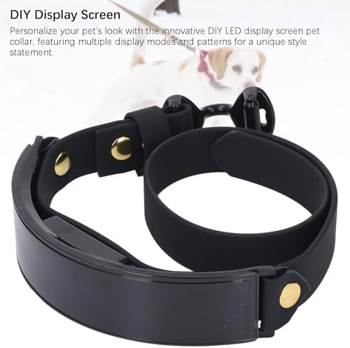 LED Dog Collar with DIY Smart Screen, Rechargeable Light Up Glow Collar for Night Walking, APP Controlled Luminous Pet Necklace with PU Leather and Metal Buckle (Red Light)