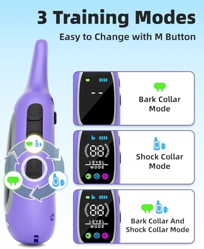 2-in-1 Dog Shock Collar and Bark Collar for Dogs – 3300FT Dog Training Collar with Remote, IP67 Waterproof e Collar with Anti-Bark/Beep/Vibration/Shock Modes for Small Medium Large Dog(8-120Lbs)