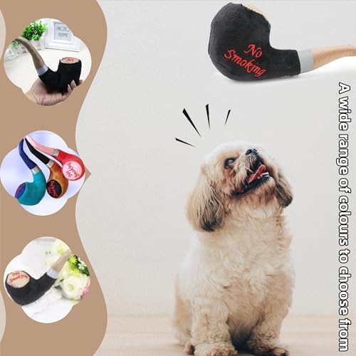 PetPhindU Dog Toys Squeaky Plush Toy Dog Chew Toy Dog Molar Teeth Cleaning Interactive Soft Dog Stuffed Toy Tobacco Pipe Pattern