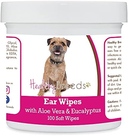 Healthy Breeds Border Terrier Ear Cleaning Wipes with Aloe & Eucalyptus for Dogs 100 Count