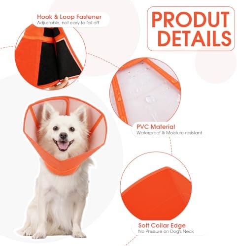 Allroaring Dog Cone Waterproof Pet Recovery Collar Anti Lick, Orange XL