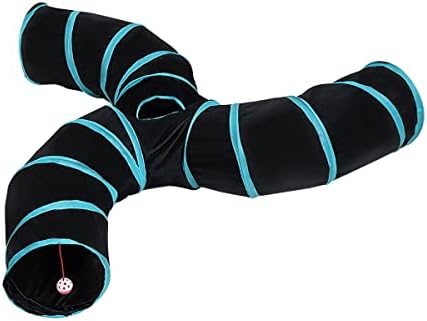 Cat Tunnels, Pet Ferret Rabbit Bunny Tunnels Tubes Subway Habitats, S-Style, DIY Cat Peekaboo Maze House Tent Bed, Kitten Interactive Toy (S Type: 3 Way Tubes)