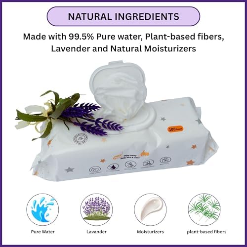 Aurora Pet Wipes – 100% Natural, Plant-Based Hypoallergenic Grooming Wipes for Dogs & Cats – Extra-Durable, Large & Thick for Effortless Cleaning (Lavender, 100 Count)