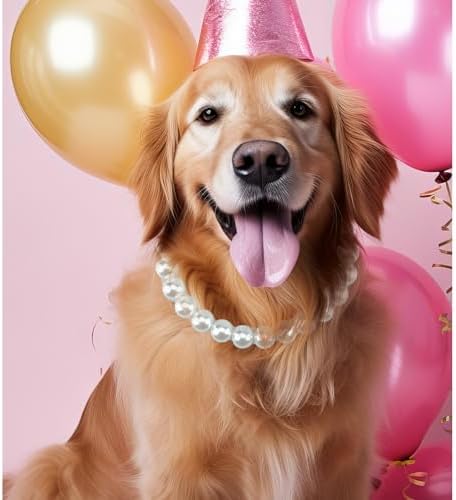 Chunky Pearl Dog Necklace (Beads 20mm),Elegant Classic Super Big Pearl Collar Necklace Accessories for Medium Large Dogs Occasions and Gatherings (White, XL(Neck Girth 18.5''-20''))