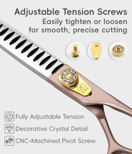 Thinning Shears for Dogs and Cats Rose Gold Pet Grooming Scissors Chunkers Shears 440C Stainless Steel Professional Dog Trimming Scissors 8''