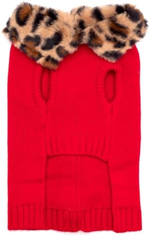 THE WORTHY DOG Sleeveless Pullover Pet Sweater,for Medium Dogs, Leopard