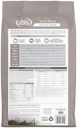 NutriSource Senior Grain Free Dog Food, Turkey & Menhaden, 12lb