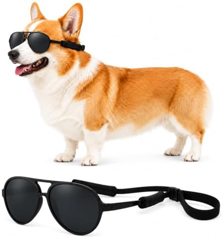 G010 Dog Pet Costume Aviator Sunglasses for Medium Breeds 18-40 lbs (2-Pack Black + Hot Pink-Pink Mirror, uv400)