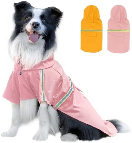 Dog Raincoat,Dog Rain Poncho-Harness Hole,Pink,6XL