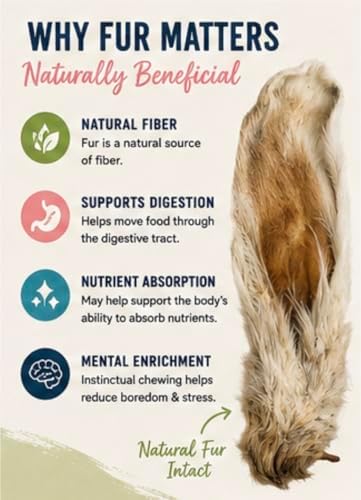 Rabbit Ears for Dogs with Fur – Air Dried Single Ingredient Dog Treats – Natural Rabbit Ear Chews for Dental Health & Digestion – High Protein Dog Chews – 10 Count