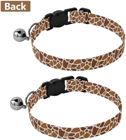 Giraffe Spots Brown White Pet Collars 2 Pack Collars for Cats Adjustable Length 10.6" to 17.1"