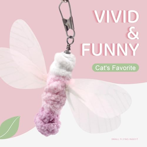 SONGWAY Insect Cat Toy Refills - 12 Pieces Bee Cat Teaser Toys, Cat Toy Wand Attachments, Cat Insect Toy, Wool Cat Toys, Interactive Cat Toys for Indoor Cats