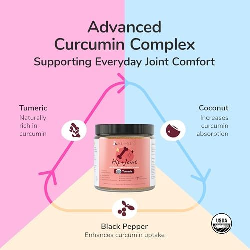 kin+kind Organic Turmeric Hip and Joint Supplement for Dogs and Cats – Supports Healthy Joint Mobility and Inflammatory Response – Vet Formulated – 8 oz