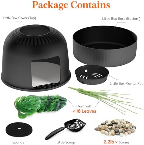 Lifewit Hidden Plant Cat Litter Box with Stainsteel Scoop, Black