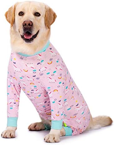 Dog Surgery Recovery Suit Female Male for Dogs After Surgery Medium Large Dogs Onesie Dog Pajamas Pjs Clothes (Pink Rainbow, 30 (Chest 29.92 in | Backlength 19.69 in))