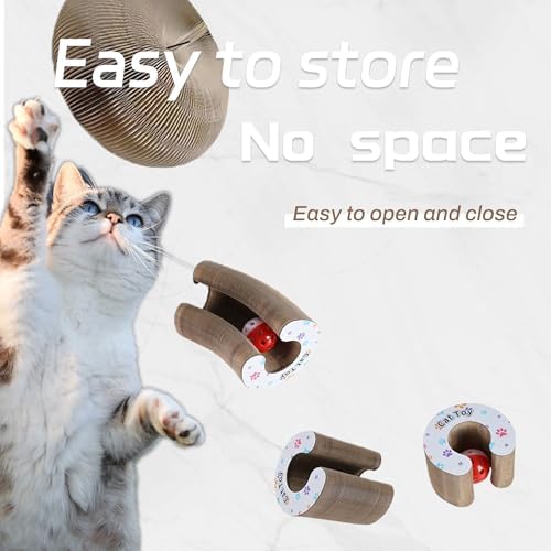 2PCS Kitty Curls Cat Toys Foldable Accordion Honeycomb Cat Scratching Board Toy with Ball - for Indoor Cats & Kittens, Twisty Paws cat Toy(2pcs)