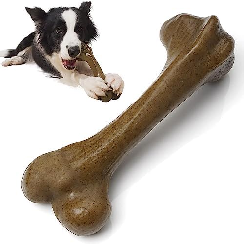 Tough Dog Toys for Aggressive Chewers, Indestructible Dog Toys, Nylon Dog Bones, Durable Tough Puppy Teething Toys, Interactive Dog Toys for Medium Large Breed, Best Gift for Dogs, Beef Flavor