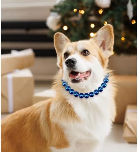 Chunky Pearl Dog Necklace (Beads 20mm),Elegant Classic Super Big Pearl Collar Necklace Accessories for Medium Large Dogs Occasions and Gatherings (Navy Blue, 4XL(Neck Girth 22.5''-25''))