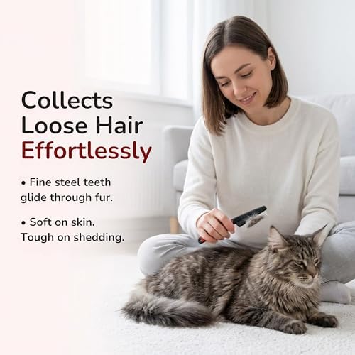Pets&Goods Stainless Steel Tear Stain Remover Comb – Fine Tooth Grooming Tool for Dogs & Cats with Non Slip Handle, Removes Loose Fur and Dirt, Safe Gentle Cleaning