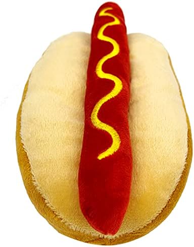 NBA Golden State Warriors HOT Dog Plush Dog & CAT Squeak Toy - Cutest HOT-Dog Snack Plush Toy for Dogs & Cats with Inner Squeaker & Beautiful Basketball Team Name/Logo