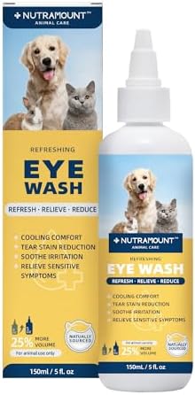 Eye Wash for Dogs, Cats, and Livestock 150ML/5 fl. oz Mild Botanical Formula Reduces Tear Staining 1 Piece