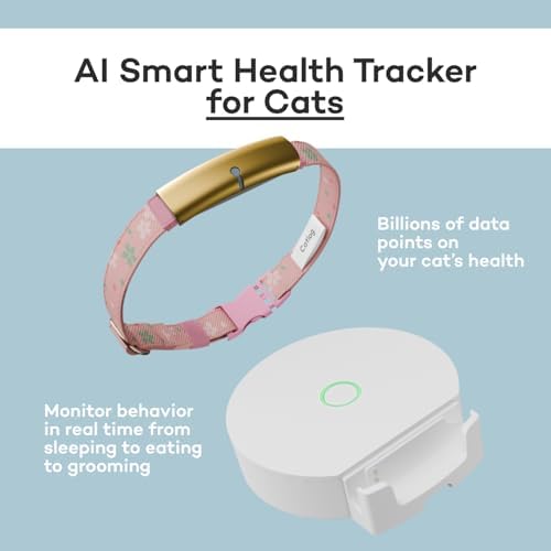 Health Tracker for Cats - Smart Cat Collar with Safety Breakaway Buckle for Indoor Cats, Wellness Alerts, Real-time Monitoring (White×Yellow,XL)