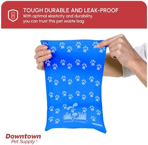 Downtown Pet Supply Rainbow Paw Print Poop Bags (520 CT & 2 Dispensers) - Leak-Proof, Unscented, Clips to Dog Leashes & Harnesses