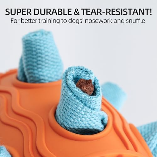 ETIAL Dog Snuffle Soccer Ball Toy, Interactive Dog Foraging Toys for Aggressive Chewers, Mentally Stimulating Slow Feeder Dog Treat Dispenser for Large Medium Small Dog and Puppies (Orange)