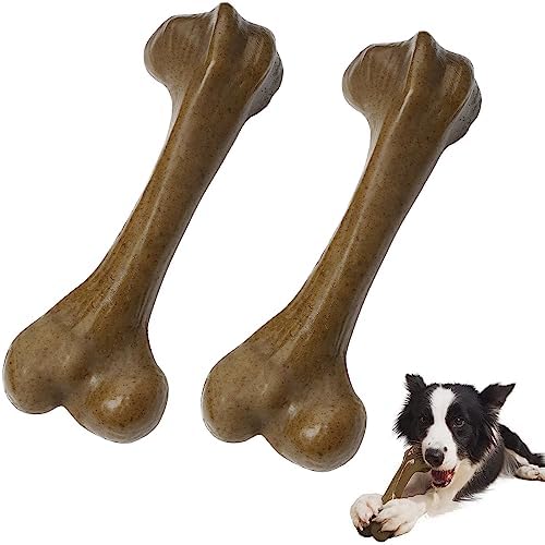 Aggressive Dog Chew Toys - Nylon Bones, Indestructible, Durable Teething Toys for Medium Large Dogs, Extreme Chew Toys, Beef Flavor (2pcs)