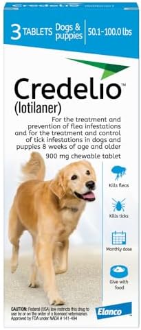 Credelio (lotilaner) Tick & Flea Treatment for Dogs 50.1-100 lbs., 3ct