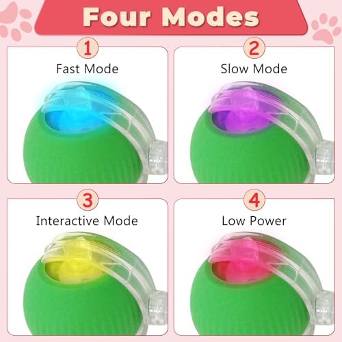 New Interactive Rolling Dog Ball, Interactive Cat Toys for Indoor Cats, 360° Smart Cat Toys Ball for Small Medium Cats Dogs, Red 1pcs