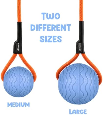 Dog Ball Toy with Rope, Durable EVA Foam Floating Dog Toy, Interactive Fetch & Toss n’ Train Tug Ball for Dogs, Bouncy Pet Ball for Outdoor Indoor Play - Blue, Large
