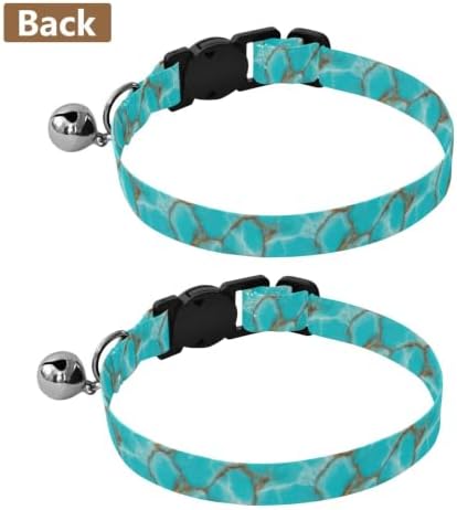 2 Pack Cat Collars Turquoise Marble Cat Bell Collar, Adjustable 10.6 to 17.1 Inches