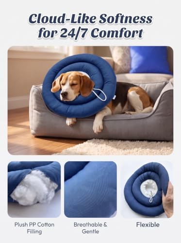 Soft Dog Cones, Recovery Dog Donut Collar After Surgery- Cone of Shame Alternative, Pet Elizabethan E-Collar Anti-Bite Lick Wound Healing Adjustable for Small Large Medium Dogs, 2XL