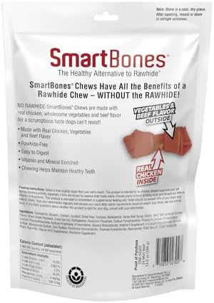 SmartBones Mini Bones Rawhide-Free Dog Treat, With Real Beef, 24 Count
