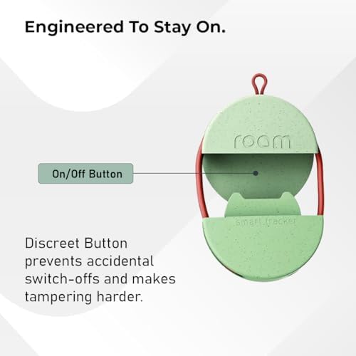 ROAM SMART TRACKER Bluetooth Item Locator: iOS & Android Compatible | Waterproof Tracker for Keys, Luggage, Kid & Pet Gear, Built-in Elastic Strap, No Extra App or Fees, Fast Setup, 1-Pack
