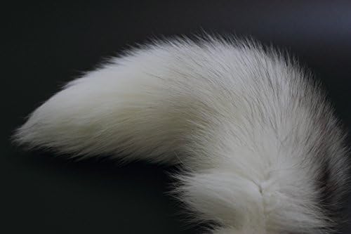 Fosrion Real Fox Tail Fur Cat Bites Toy with Three Section Retractable Carbon Fiber Rod(White, Only Tail)