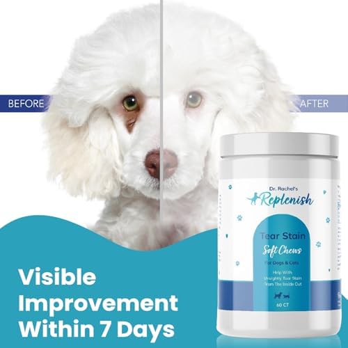 Replenish Tear Stain Remover Eye Care Bundle for Dogs & Cats – Dr. Rachel’s Tear Stain Chews & Facial Wipes – Tear Stain Supplement & Tear Stain Wipes for Eye Discharge & Crust